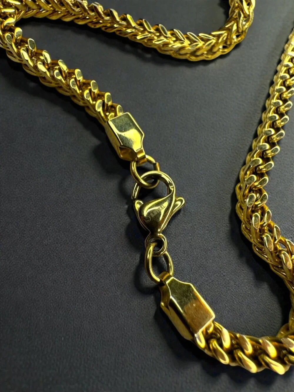 Gold Tone Stainless Steel Wheat Chain Necklace 30